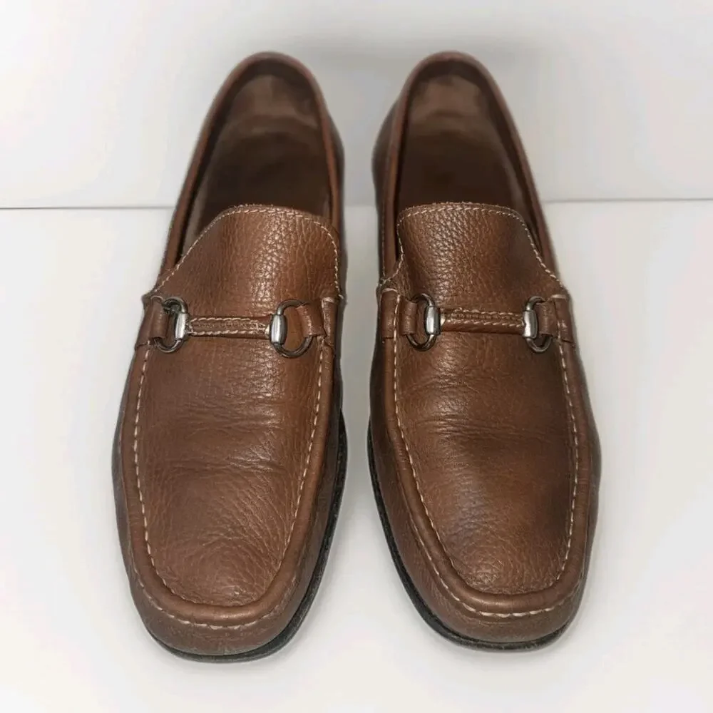 Men's Sandro Moscoloni Sandrino Pebbled Leather Loafers Size 10D Brown Spain